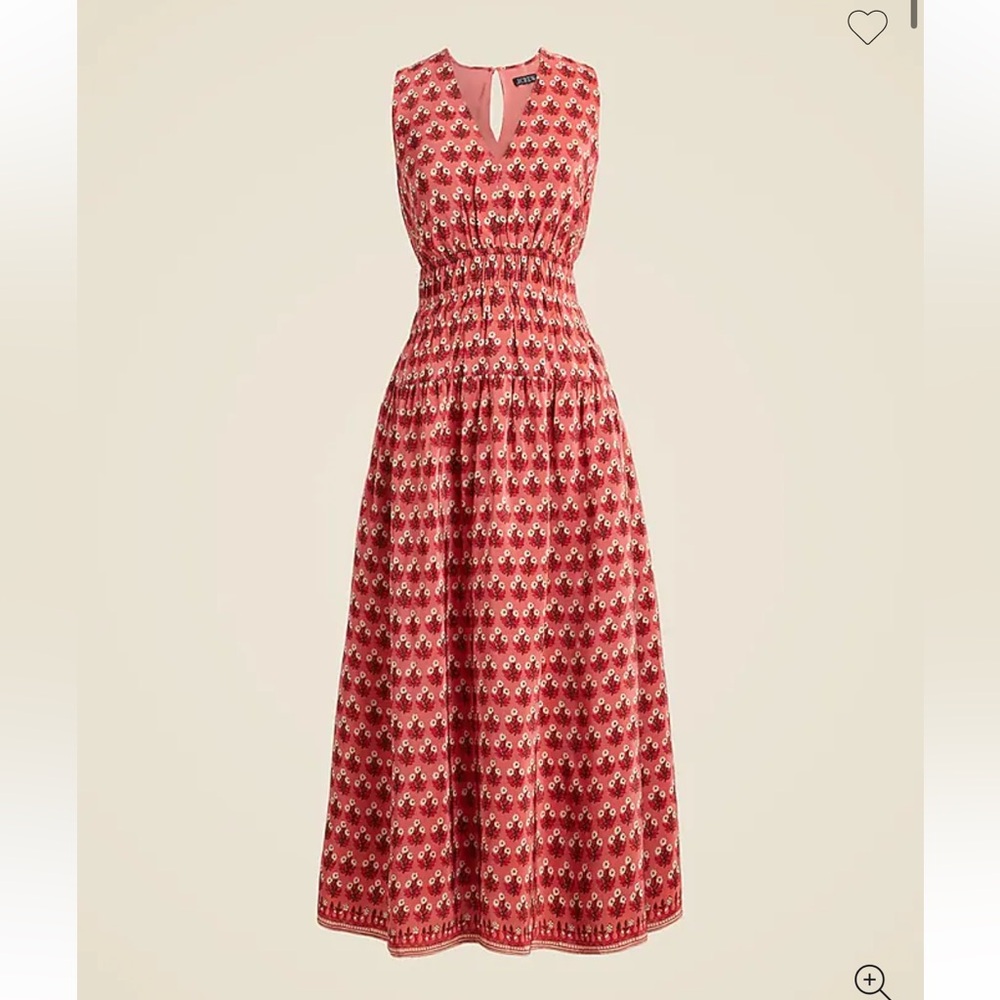 J. Crew Red and White Patterned Midi Dress
